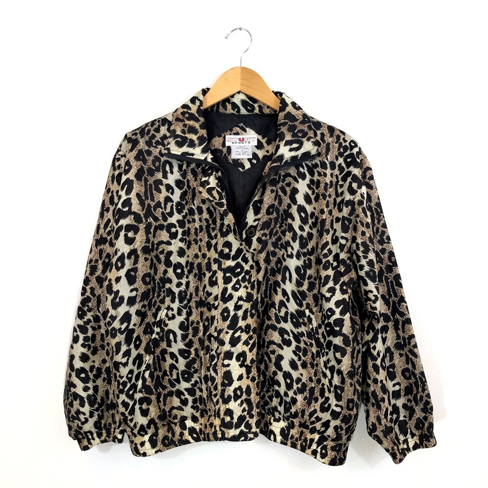 VTG Silk Leopard Blogger Fav Track Jacket Sz S